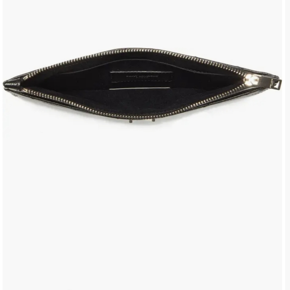BRAND NEW! YSL CASSANDRE SAINT LAURENT MATELASSÉ ZIPPED POUCH IN GRAIN DE POUDRE - Picture 12 of 16